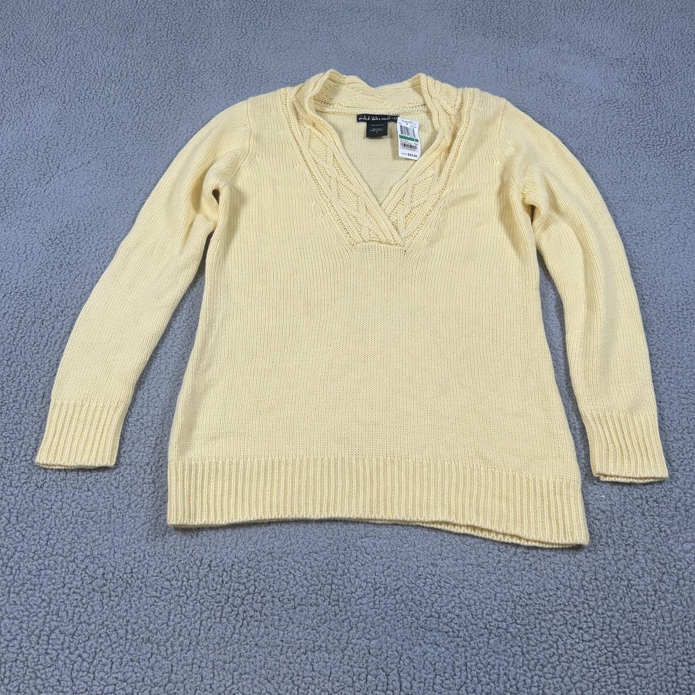 United States Sweaters Sweater Womens Large Yellow V Neck Acrylic Knit Pullover